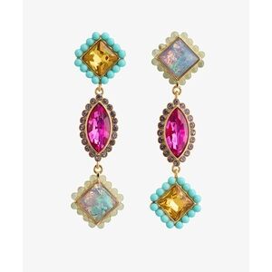 NEW KURT GEIGER Elegant Mismatch Linear Drop Earrings Multicolor